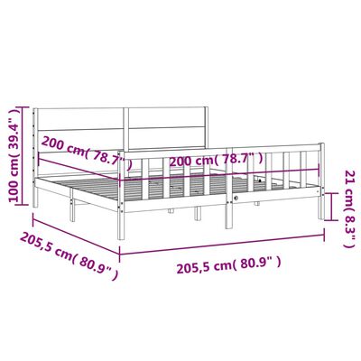 vidaXL Bed Frame without Mattress Black 200x200 cm Solid Wood Pine