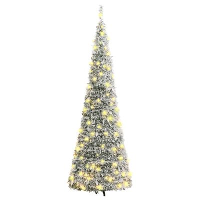 vidaXL Artificial Christmas Tree Pop-up Flocked Snow 50 LEDs 120 cm