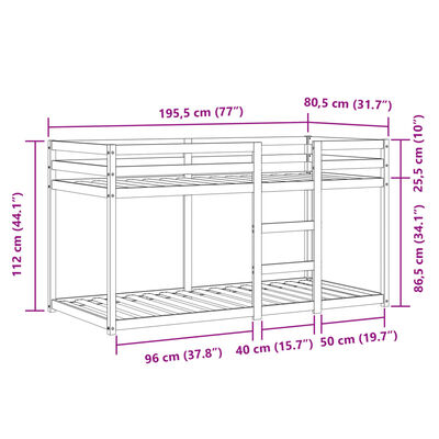 vidaXL Bunk Bed without Mattress Blue 75x190 cm Small Single Solid Wood Pine