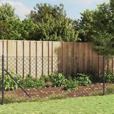 vidaXL Chain Link Fence Anthracite 1.1x10 m