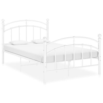 vidaXL Bed Frame without Mattress White Metal 120x200 cm