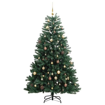 vidaXL Artificial Hinged Christmas Tree 300 LEDs & Ball Set 180 cm