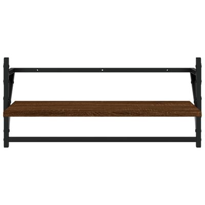 vidaXL Wall Shelves with Bars 2 pcs Brown Oak 65x25x30 cm