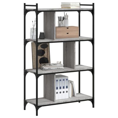 vidaXL Bookcase 4-Tier Grey Sonoma 76x32x123 cm Engineered Wood