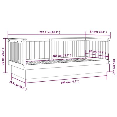 vidaXL Day Bed without Mattress White 80x200 cm Solid Wood Pine