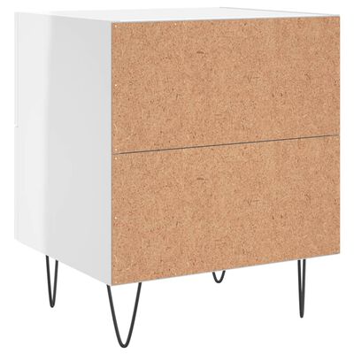 vidaXL Bedside Cabinet High Gloss White 40x35x47.5 cm Engineered Wood