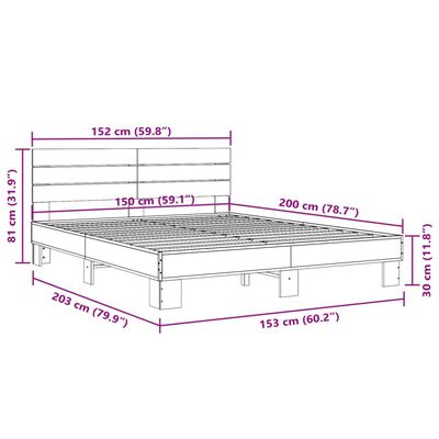 vidaXL Bed Frame without Mattress Smoked Oak 150x200 cm King Size