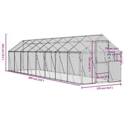 vidaXL Aviary Anthracite 1.79x8x1.85 m Aluminium