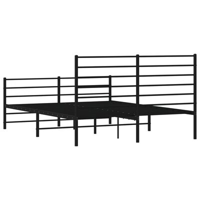 vidaXL Metal Bed Frame without Mattress with Footboard Black 150x200 cm King Size