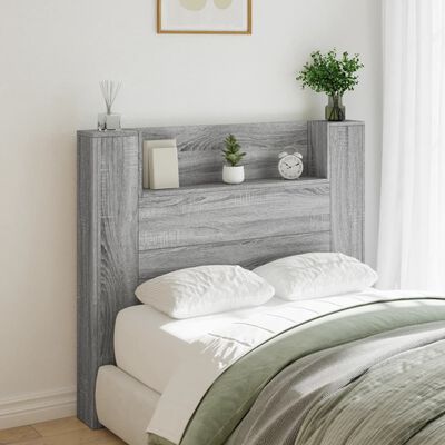 vidaXL Headboard Cabinet with LED Grey Sonoma 120x16.5x103.5 cm