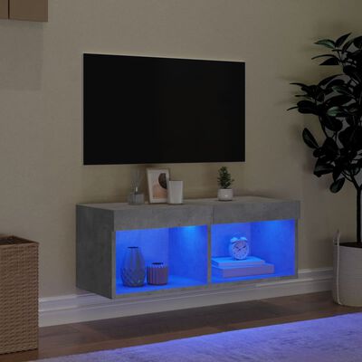 vidaXL TV Cabinet with LED Lights Concrete Grey 80x30x30 cm