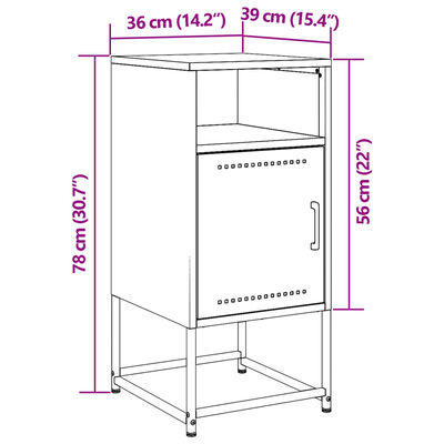 vidaXL Bedside Cabinet Pink 36x39x78 cm Steel