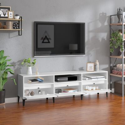 vidaXL TV Cabinet High Gloss White 150x30x44.5 cm Engineered Wood