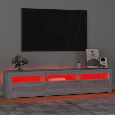 vidaXL TV Cabinet with LED Lights Grey Sonoma 180x35x40 cm