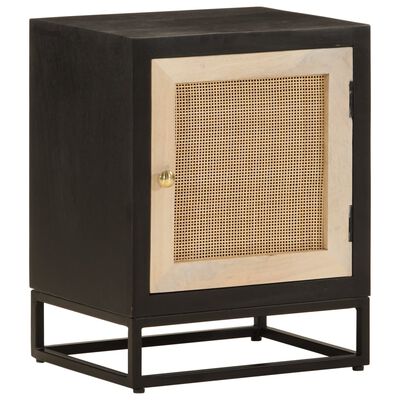 vidaXL Bedside Cabinet Black 40x30x50 cm Solid Wood Mango and Iron