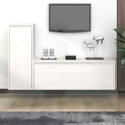 vidaXL TV Cabinets 2 pcs White Solid Wood Pine