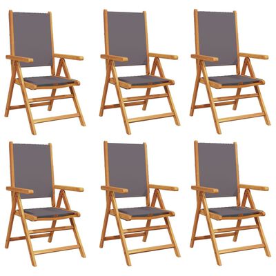 vidaXL Reclining Garden Chairs 6 pcs Anthracite Fabric and Solid Wood