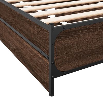 vidaXL Bed Frame with Drawers without Mattress Brown Oak 75x190 cm Small Single