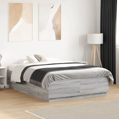 vidaXL Bed Frame without Mattress Grey Sonoma 140x190 cm