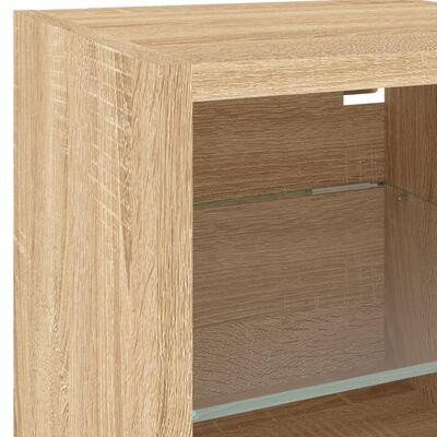 vidaXL TV Wall Cabinet with LED Lights Sonoma Oak 30x28.5x30 cm