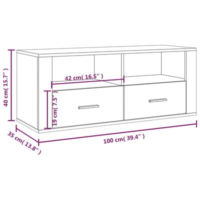 vidaXL TV Cabinet White 100x35x40 cm Engineered Wood