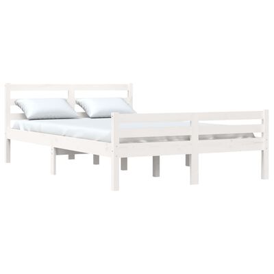 vidaXL Bed Frame without Mattress White Solid Wood 140x190 cm