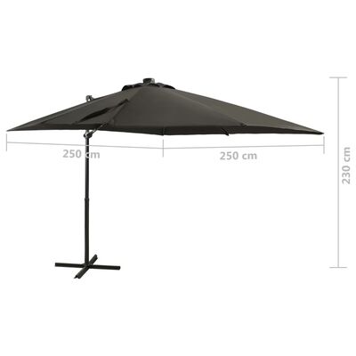 vidaXL Cantilever Garden Parasol with Pole and LED Lights Anthracite 250 cm