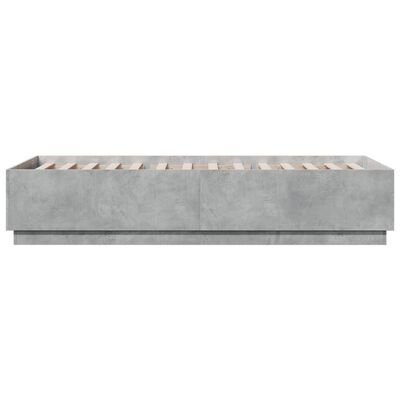 vidaXL Bed Frame with LED without Mattress Concrete Grey 90x200 cm