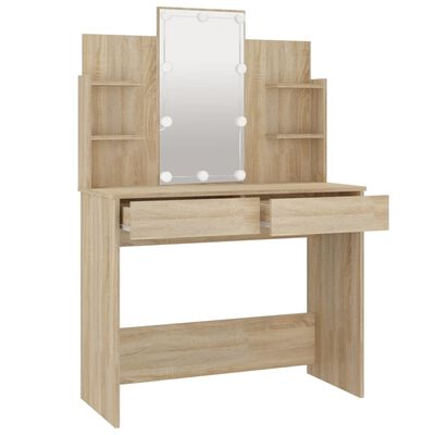 vidaXL Dressing Table with LED Sonoma Oak 96x40x142 cm