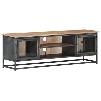 vidaXL TV Cabinet Grey 120x30x40 cm Solid Acacia Wood and Steel