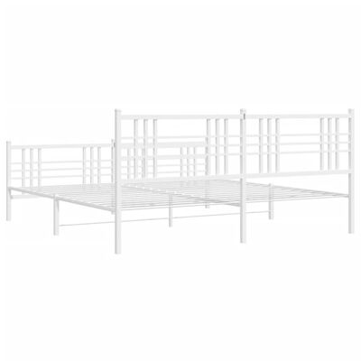 vidaXL Metal Bed Frame without Mattress with Footboard White 183x213 cm