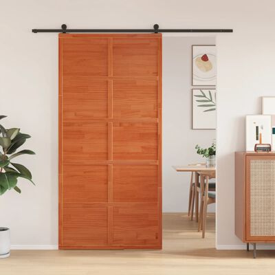 vidaXL Barn Door Wax Brown 100x208 cm Solid Wood Pine