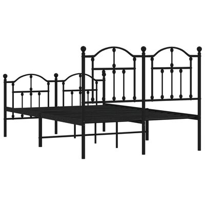 vidaXL Metal Bed Frame without Mattress with Footboard Black 120x190 cm Small Double