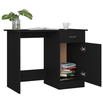 vidaXL Desk Black 100x50x76 cm Engineered Wood