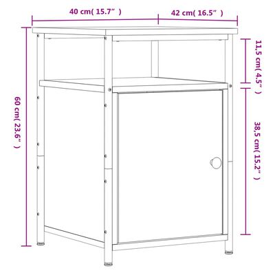 vidaXL Bedside Cabinet Sonoma Oak 40x42x60 cm Engineered Wood