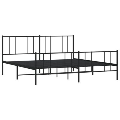 vidaXL Metal Bed Frame without Mattress with Footboard Black 180x200 cm Super King