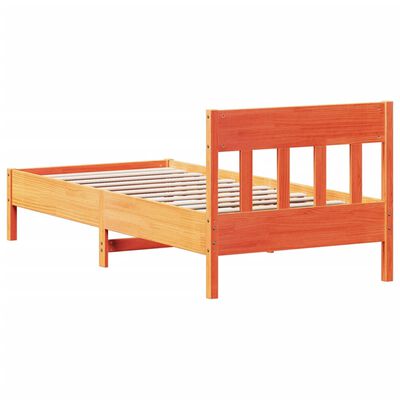 vidaXL Bed Frame without Mattress Wax Brown 75x190 cm Small Single Solid Wood Pine