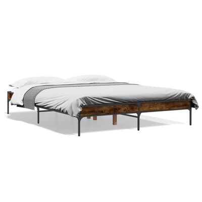 vidaXL Bed Frame without Mattress Smoked Oak 140x200 cm