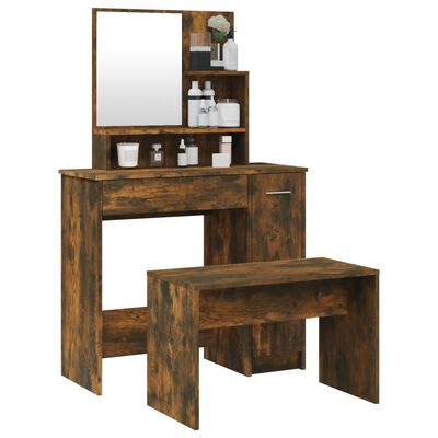 vidaXL Dressing Table Set Smoked Oak 86.5x35x136 cm