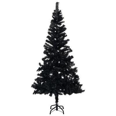 vidaXL Artificial Pre-lit Christmas Tree with Ball Set Black 120 cm PVC