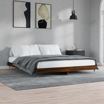 vidaXL Bed Frame without Mattress Brown Oak 150x200 cm King Size Engineered Wood