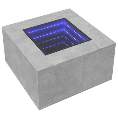 vidaXL Coffee Table with LED Concrete Grey 60x60x40 cm Engineered Wood