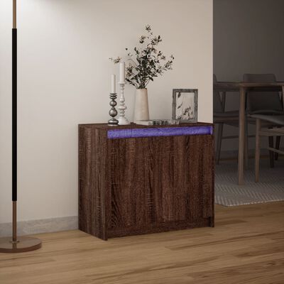 vidaXL Sideboard with LED Brown Oak 72x34x61 cm Engineered Wood