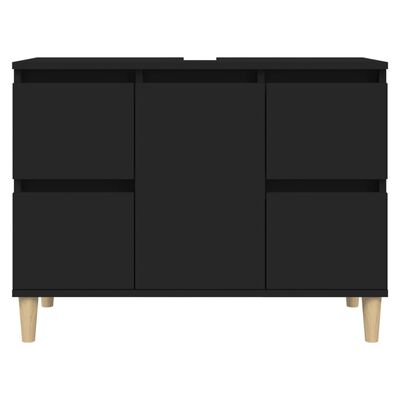 vidaXL Sink Cabinet Black 80x33x60 cm Engineered Wood