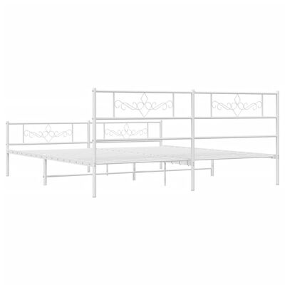 vidaXL Metal Bed Frame without Mattress with Footboard White 200x200 cm