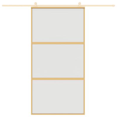 vidaXL Sliding Door Gold 102.5x205 cm Frosted ESG Glass and Aluminium