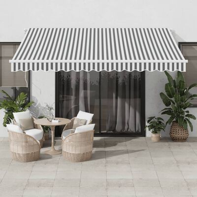 vidaXL Automatic Retractable Awning with LED Anthracite&White 400x300 cm