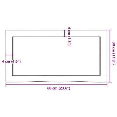 vidaXL Bathroom Countertop Dark Brown 60x30x(2-4) cm Treated Solid Wood