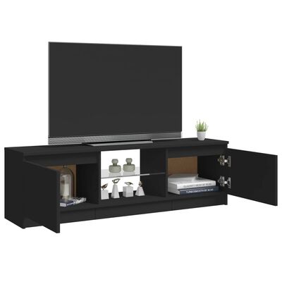 vidaXL TV Cabinet with LED Lights Black 120x30x35.5 cm