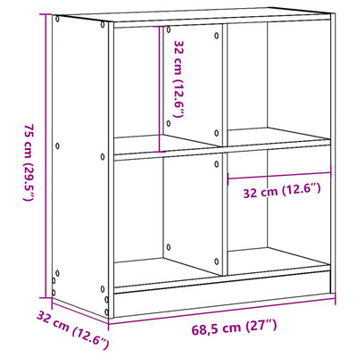 vidaXL Bookcase Concrete Grey 68.5x32x75 cm Engineered Wood